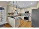 Traditional kitchen with hardwood floors, cream cabinets and black countertops at 2020 Stockton Walk Ln, Snellville, GA 30078