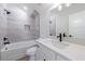 Modern bathroom featuring a tiled shower, vanity, and modern fixtures at 160 South Village Ave, Holly Springs, GA 30115