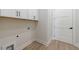 Laundry room featuring white cabinets for storage and washer/dryer hookups at 160 South Village Ave, Holly Springs, GA 30115