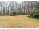 Expansive backyard with bare trees and dormant grass, offering a blank canvas for landscaping and outdoor activities at 6120 Gwendoline Dr, Atlanta, GA 30349