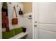 Mud room with coat hooks, seating and storage at 411 Ridgeway Ln, Canton, GA 30114