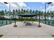 Community picnic area with tables and seating under a shaded structure surrounded by tennis courts at 411 Ridgeway Ln, Canton, GA 30114
