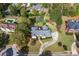 Aerial view showing the home, driveway, and manicured lawns surrounded by mature trees in a quiet neighborhood at 1453 Reagan Cir, Conyers, GA 30012