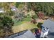 Aerial view of the backyard, highlighting the lush landscaping and inviting deck area at 1453 Reagan Cir, Conyers, GA 30012