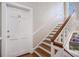 Stairwell featuring wood treads with white risers and a door with gold letter 'H' at 3 Park Ne Ln # H, Atlanta, GA 30309