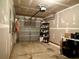 Unfinished garage with drywall ceiling and walls perfect for storing cars and other items at 46 Darbys Crossing Ct, Hiram, GA 30141