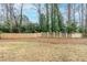 Fenced backyard with a mix of green grass and fallen leaves, providing a private outdoor space at 3368 Windsor Castle Ct, Decatur, GA 30034