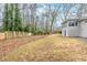 Spacious backyard enclosed by a wooden fence and mature trees at 3368 Windsor Castle Ct, Decatur, GA 30034