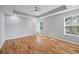 Spacious bedroom with recessed lighting, a ceiling fan, and hardwood floors at 3200 Tackett Rd, Douglasville, GA 30135