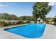Large in-ground pool with patio furniture and pool side shed with lush landscaping at 1525 Thomas Rd, Canton, GA 30115