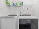 Bright laundry room equipped with modern washer and dryer, and ample shelving at 1756 Morningtide Ne Ln, Atlanta, GA 30324