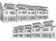 Architectural drawing showcasing the rear of townhomes, each with balconies or terraces on multiple levels at 1977 American Way # 30, Kennesaw, GA 30144