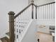 Staircase with contrasting treads and risers, showcasing modern design overlooking living spaces at 3085 Jackson St, Hapeville, GA 30354
