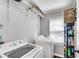Functional laundry area with washer, dryer, shelving, and storage solutions at 681 Home Se Ave, Atlanta, GA 30312