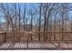 Large wooden back deck with wood railing and a beautiful woodland view at 7290 Weber St, Atlanta, GA 30349