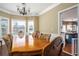 Elegant dining room featuring a large table, bay window, chandelier, and wainscoting at 1219 Hadaway Ct, Lawrenceville, GA 30043