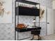 Modern office space featuring geometric wallpaper and built-in shelving at 16 Jacobs Farm Ln # 8, Lawrenceville, GA 30045