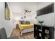 Bright bedroom with a trendy black-and-white decor scheme and modern furniture at 2802 Palm Dr, Atlanta, GA 30344