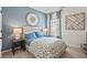 Cozy bedroom featuring a tufted headboard, stylish decor, and soft, natural light at 720 Shetland Trl, Cartersville, GA 30121