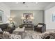 Cozy living room with a sofa, two chairs, a decorative rug, and a table with lamps at 720 Shetland Trl, Cartersville, GA 30121