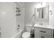 Bathroom features tiled shower and a modern vanity at 3457 Scenic Dr, East Point, GA 30344