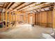 Unfinished basement with studded walls awaits your creative vision to make it your own living space at 2031 Broadmoor Way, Fairburn, GA 30213