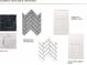 Abernathy and Peachtree white shaker-style cabinet doors, with herringbone tile backsplash samples at 133 Laurel Brook Ln, Canton, GA 30115