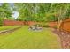A beautifully landscaped backyard features a cozy fire pit area, perfect for outdoor gatherings at 1250 Rosette Way, Marietta, GA 30062