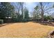 Large backyard with mature trees, a wooden fence, and plenty of space for outdoor activities at 1207 Thornwell Ne Dr, Brookhaven, GA 30319