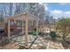 Backyard featuring a brick outdoor fireplace and a gazebo providing a perfect spot for entertaining at 3290 Spain Rd, Snellville, GA 30039