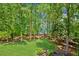 Lush green backyard sloping towards the lake, providing a serene and picturesque setting with mature trees and natural beauty at 7530 Heard Rd, Cumming, GA 30041