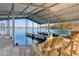 Covered boat dock featuring a spacious seating area and boat slips with great lake views at 7530 Heard Rd, Cumming, GA 30041