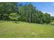 Spacious backyard with mature trees under a blue sky with some white clouds at 9035 Teal Ln, Jonesboro, GA 30236