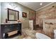 Bathroom featuring tiled, step-in shower with a bench seat and a marble-topped vanity at 2953 Kings Walk Ave, Marietta, GA 30062