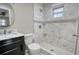 This bathroom has a new marble sink, toilet and shower at 115 Hollybrook Rd, Atlanta, GA 30349