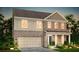Charming two-story home features a two-car garage, covered entry, and landscaped front yard at 6095 Marigold Way, Atlanta, GA 30349