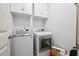 Laundry room featuring modern appliances and white cabinetry at 615 Ceremony Way, Acworth, GA 30102