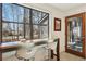 Breakfast nook with bar seating area by the window and door to outdoor patio at 320 Spyglass Blf, Alpharetta, GA 30022