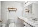 Bathroom featuring a sink with cabinet, commode, and shower/tub combo at 2570 Bradford Ne Sq, Atlanta, GA 30345