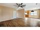 Living room view shows open floor plan with kitchen and dining area at 6498 Stonelake Sw Pl, Atlanta, GA 30331