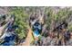 Stunning aerial view of the property showcasing the home's location surrounded by lush trees at 551 Lees Mill Rd, Fayetteville, GA 30214