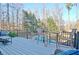 Outdoor deck area featuring a dining set and chairs with a view of the pool, perfect for relaxation and entertaining at 551 Lees Mill Rd, Fayetteville, GA 30214