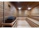 Wood sauna with built in benches and a heater at 3481 Lakeside Ne Dr # 2207, Atlanta, GA 30326