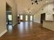 Bright living room with high ceilings, a ceiling fan, hardwood floors, and natural light at 642 Presley Farm Pkwy, Rockmart, GA 30153