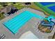 An aerial perspective featuring the pool and slide and the various seating options for residents to enjoy their free time at 1755 Riverpark Dr, Dacula, GA 30019