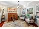 Charming sitting room showcasing a wooden desk, comfortable armchairs, and sunny bay windows at 5352 Waterford Dr, Dunwoody, GA 30338