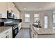 Bright kitchen featuring stainless steel appliances, granite counters, and dark backsplash at 3328 Sir Gregory Mnr, Lawrenceville, GA 30044