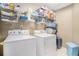 Functional laundry room with large washer and dryer and plenty of shelving at 83 Southshore Ln, Dallas, GA 30157