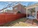 This backyard features a private fence and a covered patio at 3529 S Sherwood Se Rd, Smyrna, GA 30082