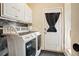 Functional laundry room featuring modern washer, dryer, and stylish backsplash at 3647 Little Spg, Stockbridge, GA 30281